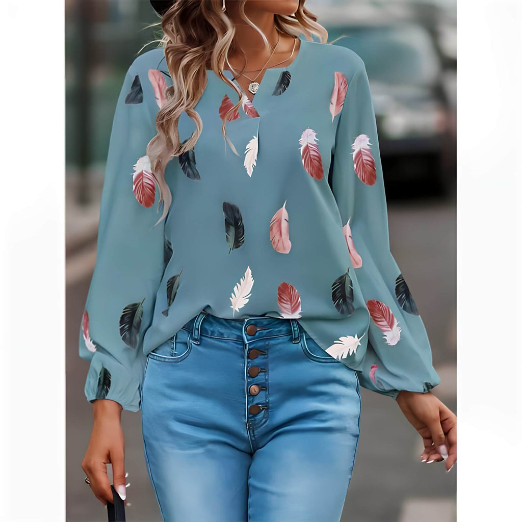 Blusa Casual de Chiffon Azul Claro 6