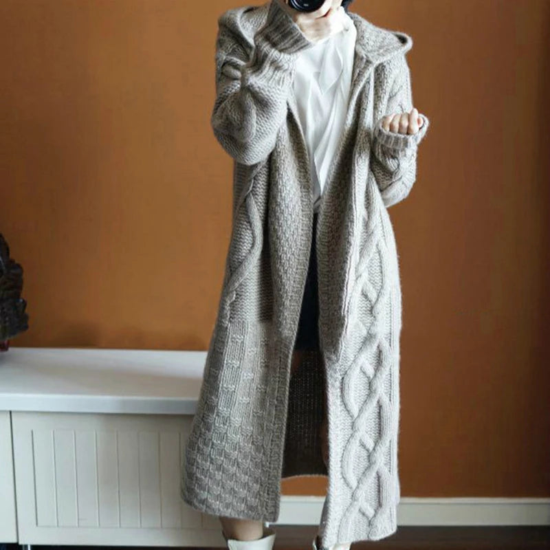 Cardigan Alongado com Capuz Cinza 1