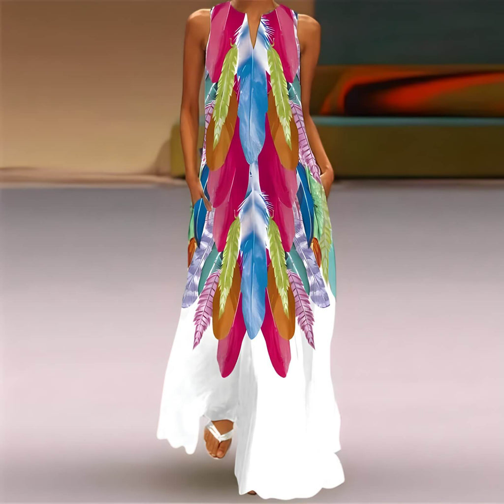 Vestido Longo Branco Penas 8