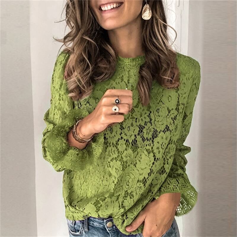 Blusa Casual De Renda Corindo Verde / P 52