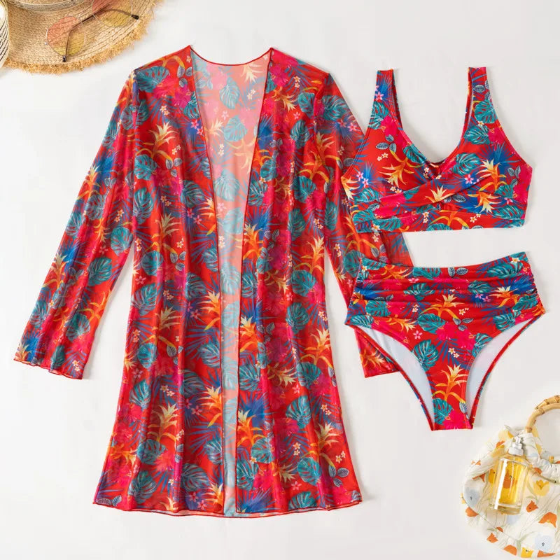 Conjunto Biquíni e Saída de Praia Vermelho 06