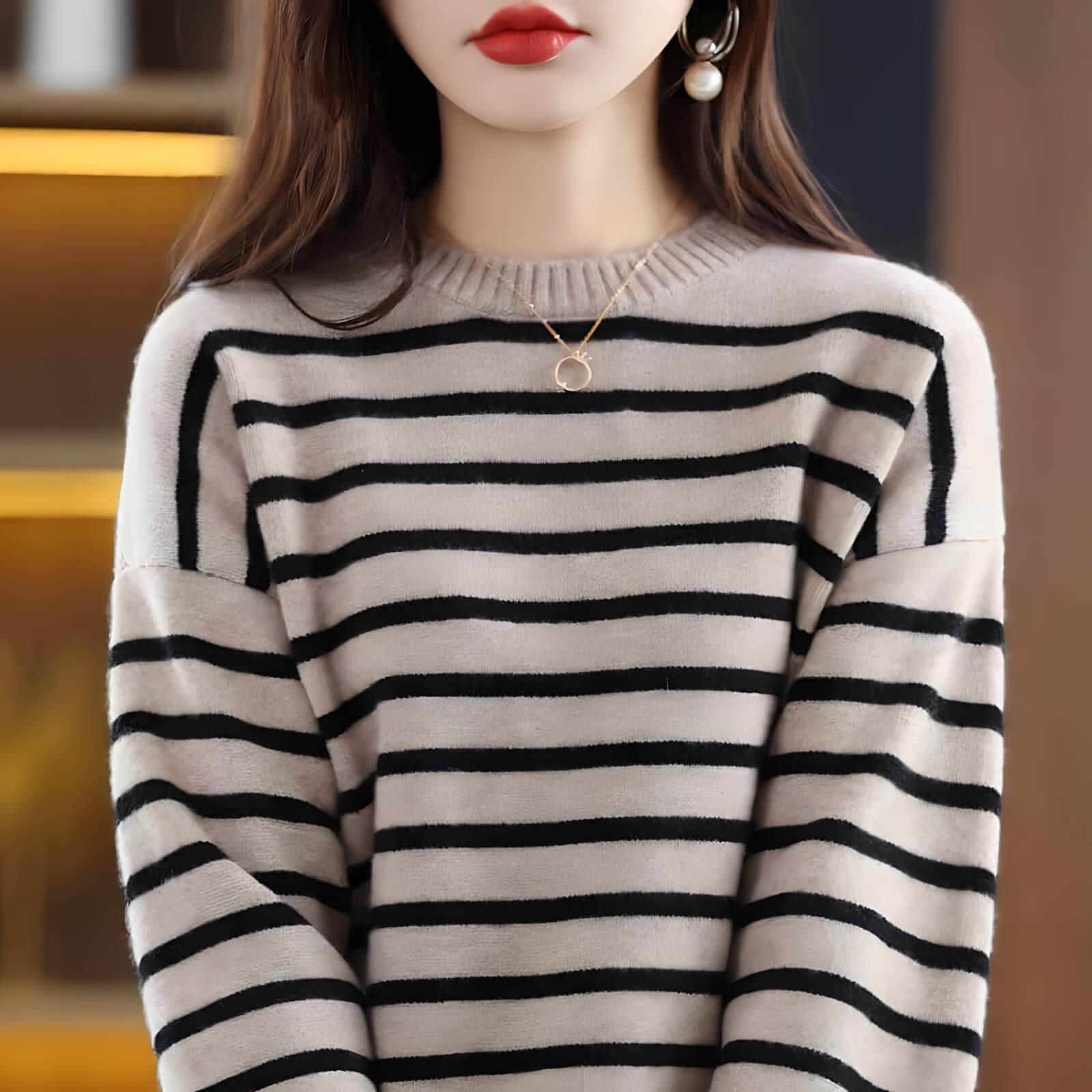 Suéter Feminino Casual Bege 6