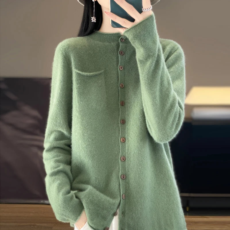 Cardigan Feminino de Lã Verde 09