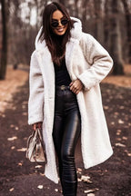 Casaco Feminino Longo com Capuz Creme 11