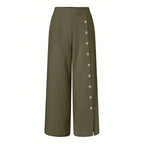 Calça Pantalona com Botões Laterais Solara