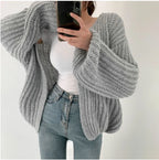 Cardigan de Tricot Ponto Aberto Cinza 5