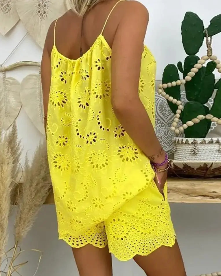 Conjunto Feminino de Laise Alça Fina Blusa e Short Solaris