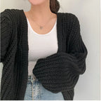 Cardigan de Tricot Ponto Aberto Preto 8