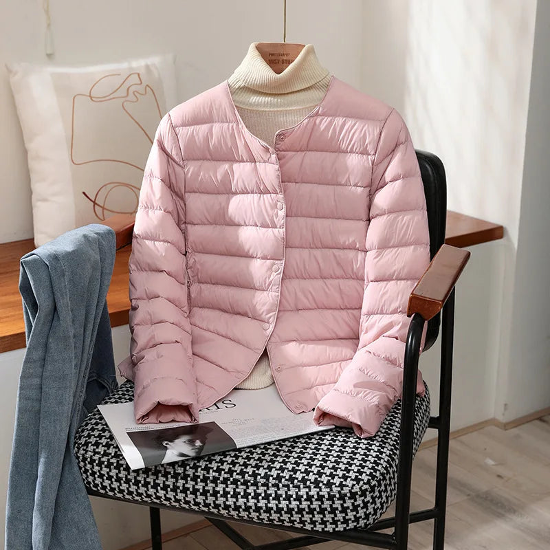 Jaqueta Feminina Puffer Impermeável Rosa Claro 05