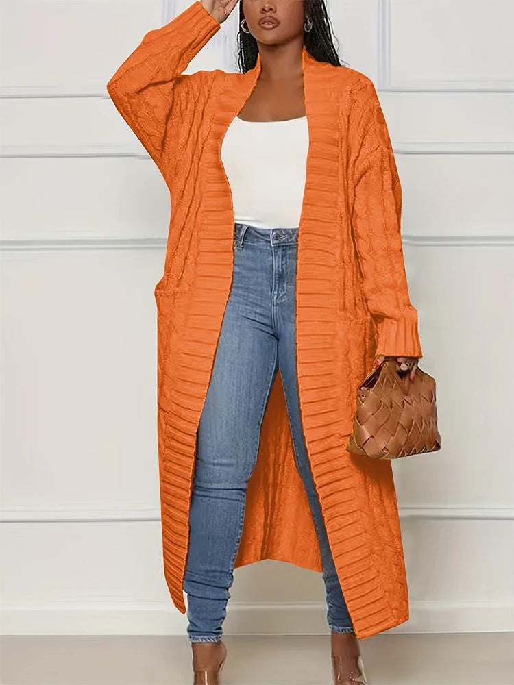 Cardigan Longo Ponto Aberto Laranja 4