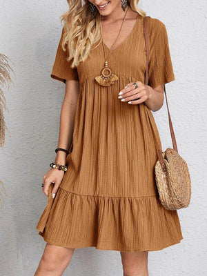Vestido Curto Casual Marrom 1