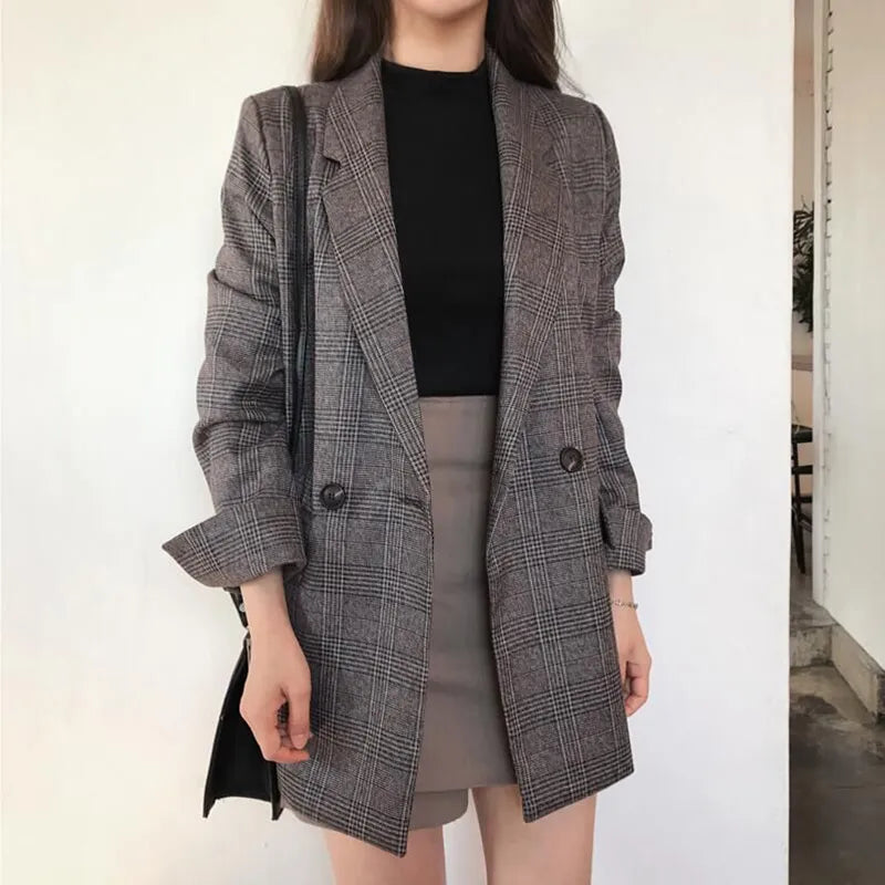 Blazer Alongado Xadrez Cinza 4