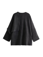 Casaco Cachecol Assimétrico Cinza Escuro 08