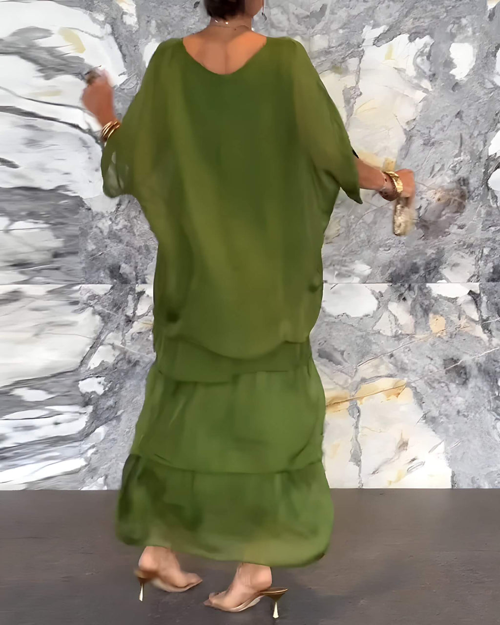 Vestido Longo de Chiffon Verde 4