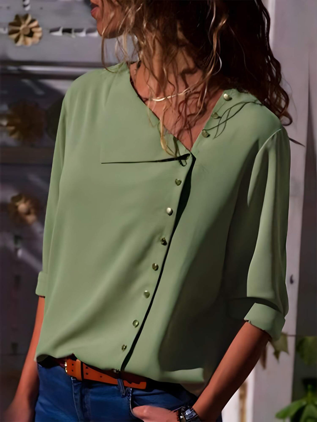 Camisa de Chiffon Verde 4