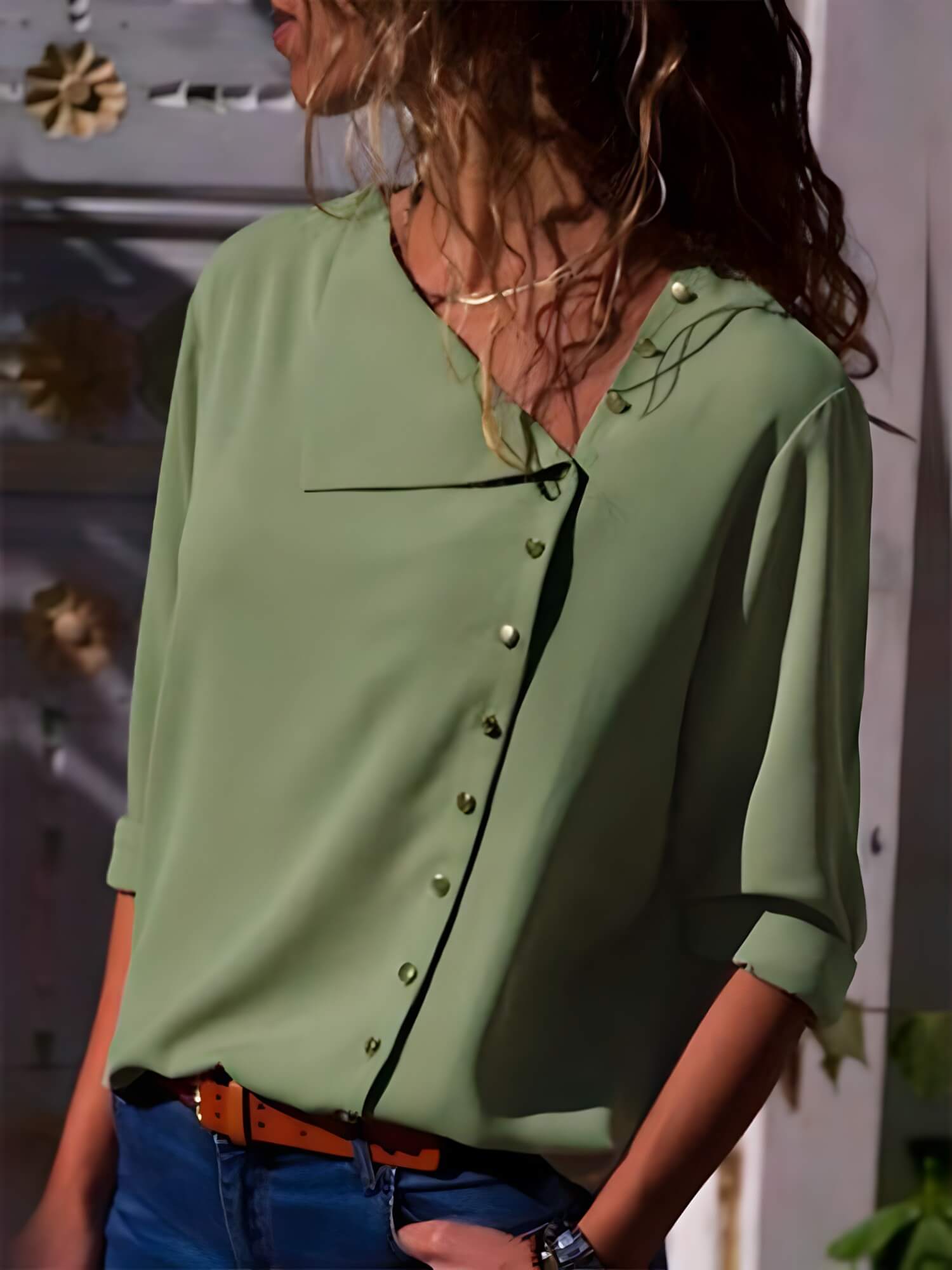 Camisa de Chiffon Verde 4