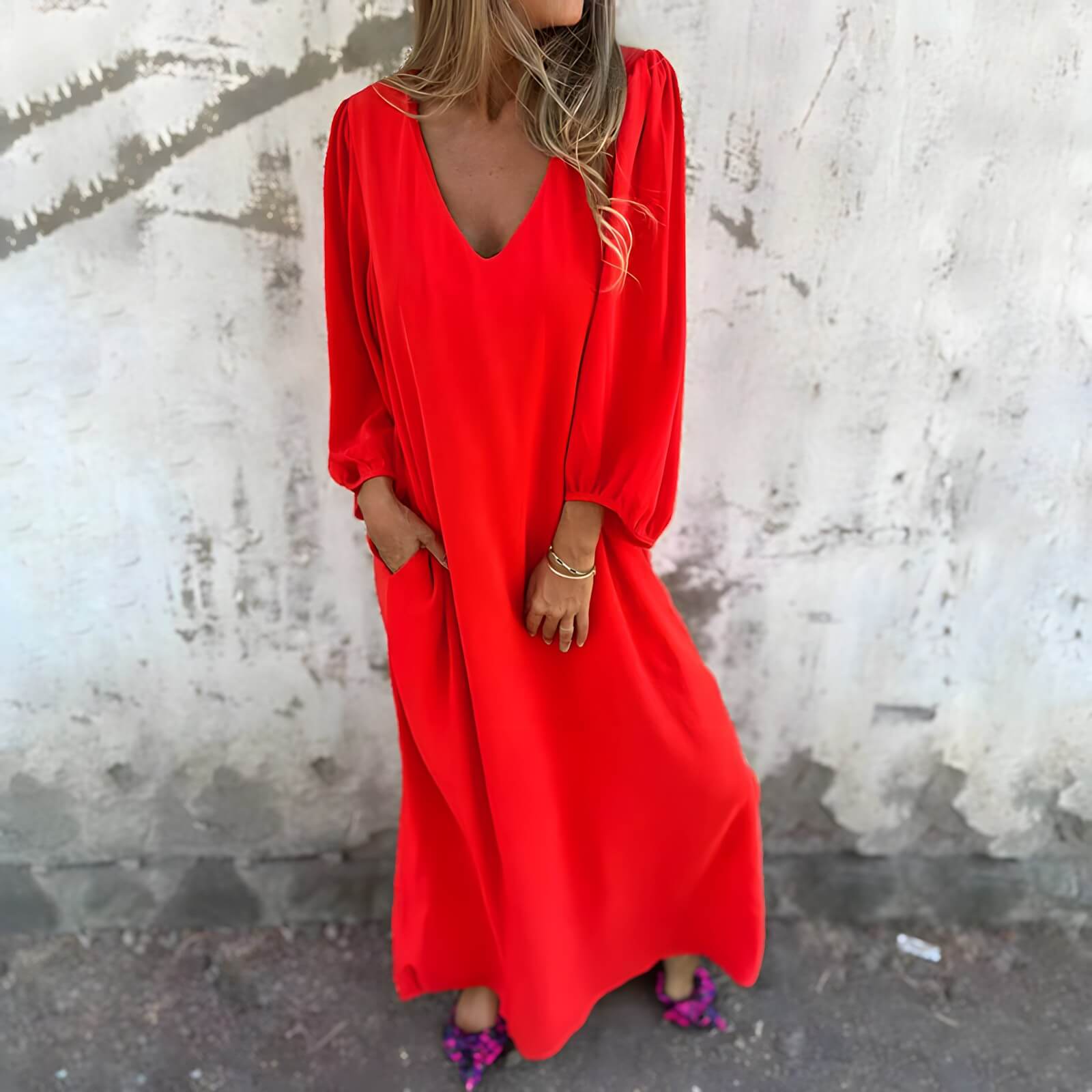 Vestido Longo Casual Vermelho 1