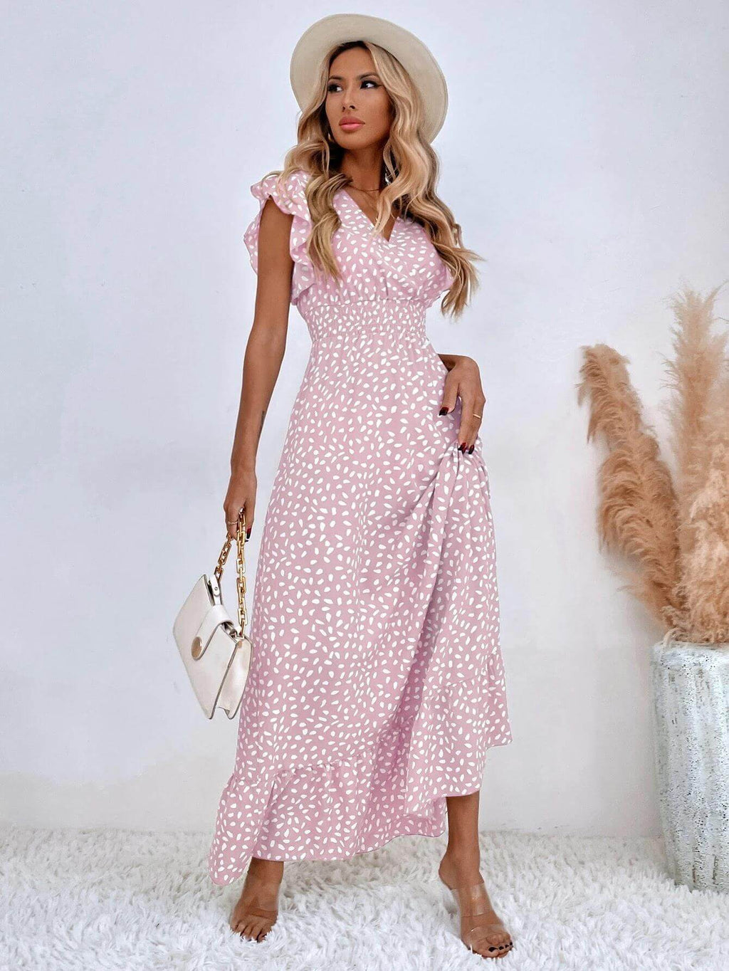 Vestido Longo de Chiffon Rosa 12