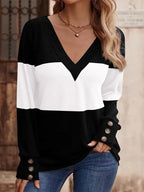 Blusa Feminina de Manga Longa Preto e Branco 3