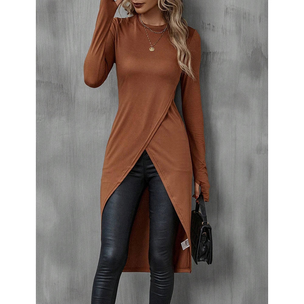 Blusa Feminina Longa Assimétrica Caramelo 4