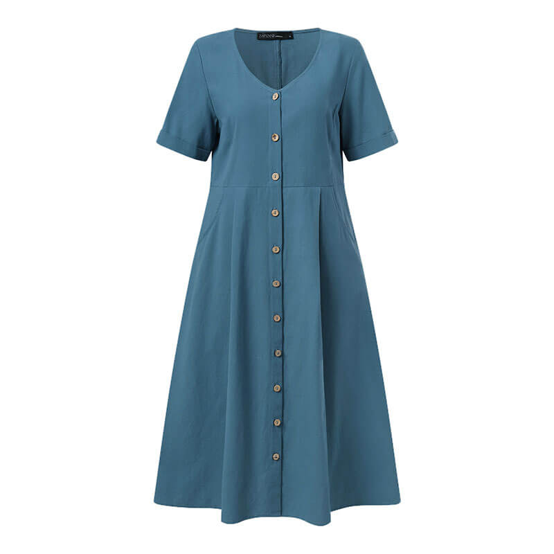 Vestido Mídi com Abotoamento Azul 6