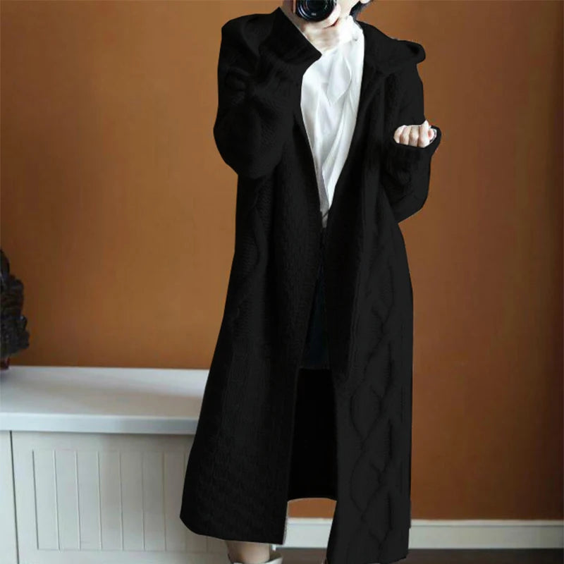 Cardigan Alongado com Capuz Preto 4