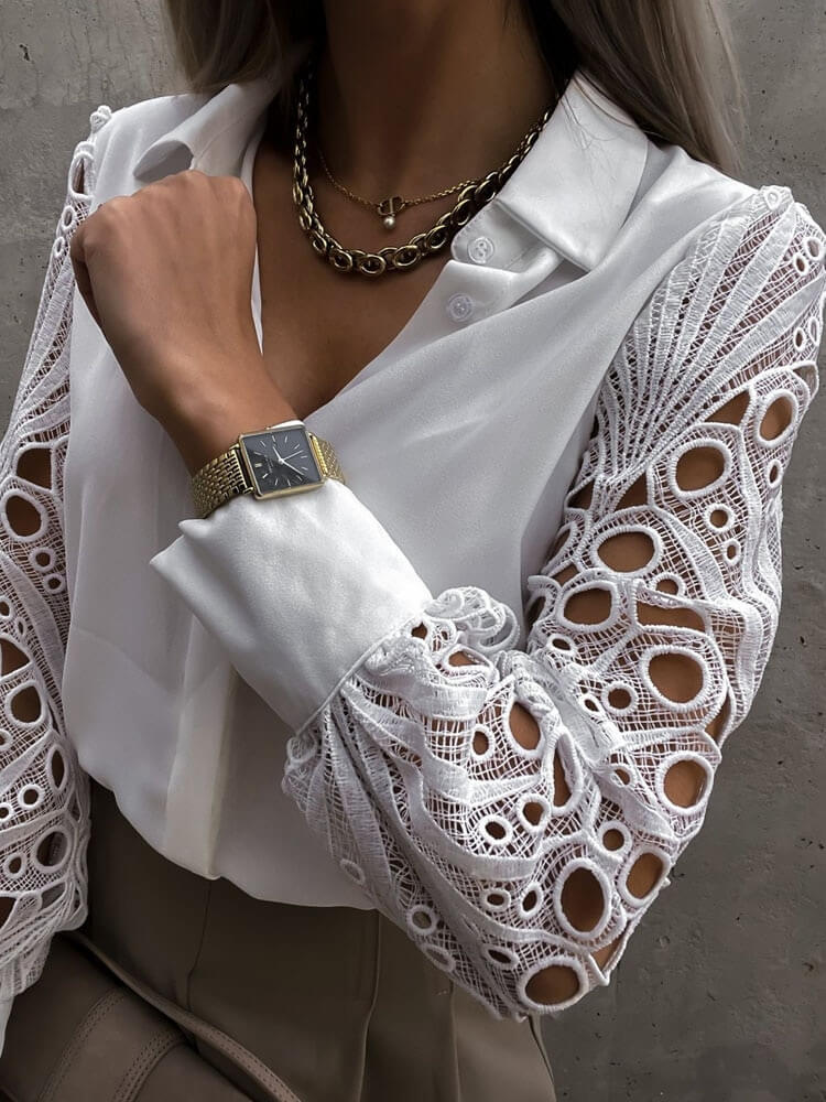 Camisa Feminina com Detalhes em Renda