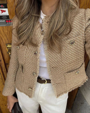 Blazer Feminino Casual Bege 1