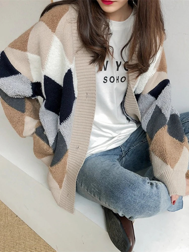 Cardigan Feminino Oversized Bege 2