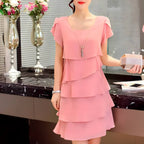 Vestido Curto em Camadas Rosa 1