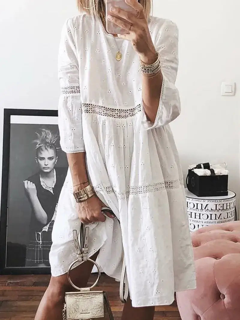 Vestido Mídi Manga E Saia De Camadas Marselha P / Branco 19