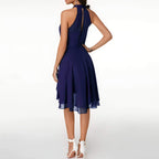 Vestido com Babados Azul Marinho 9