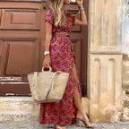 Vestido Longo com Cinto Vermelho 6