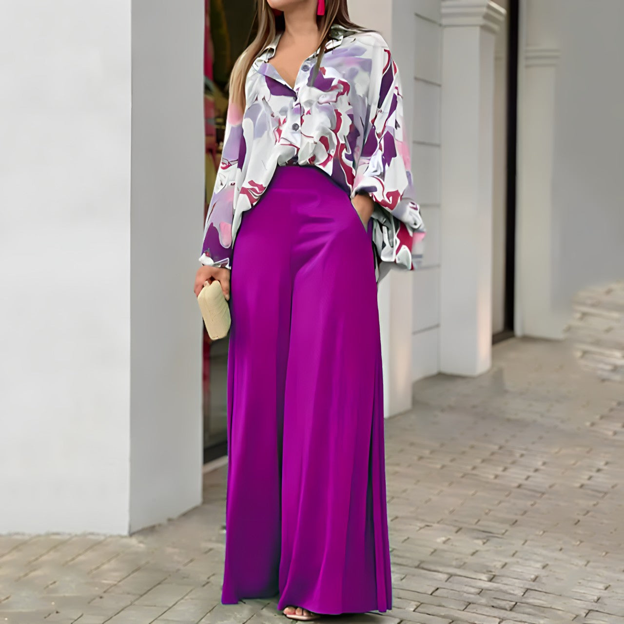 Conjunto Camisa e Calça Pantalona Roxo 4