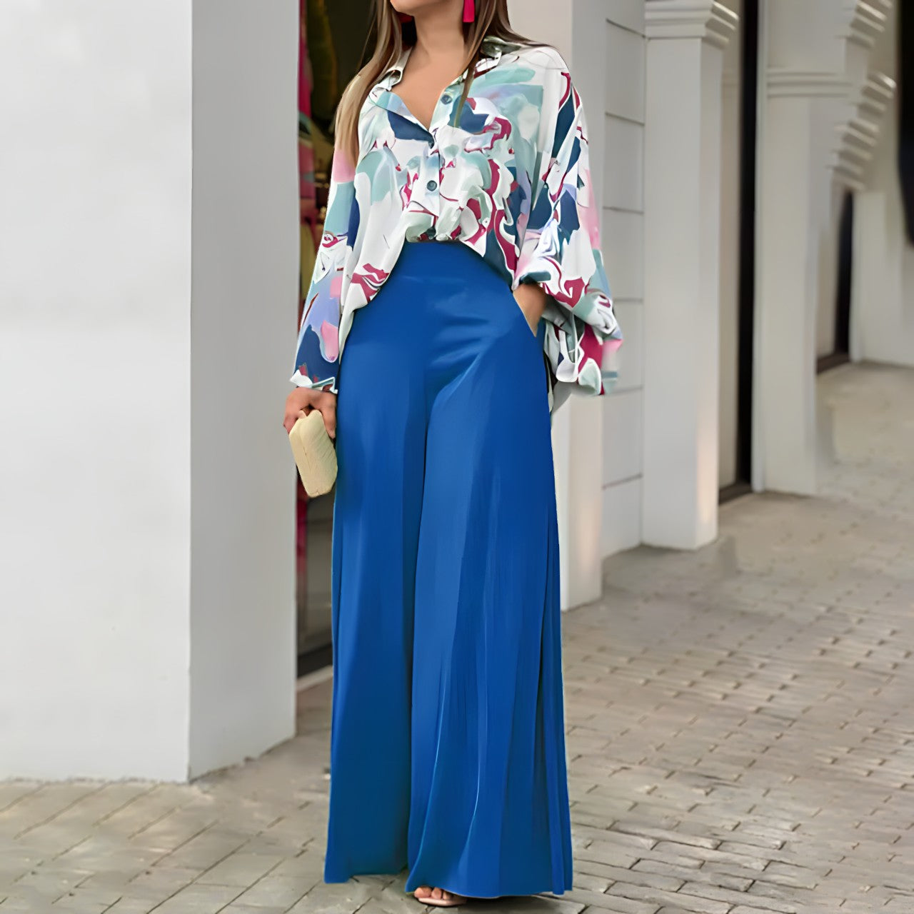 Conjunto Camisa e Calça Pantalona Azul 2