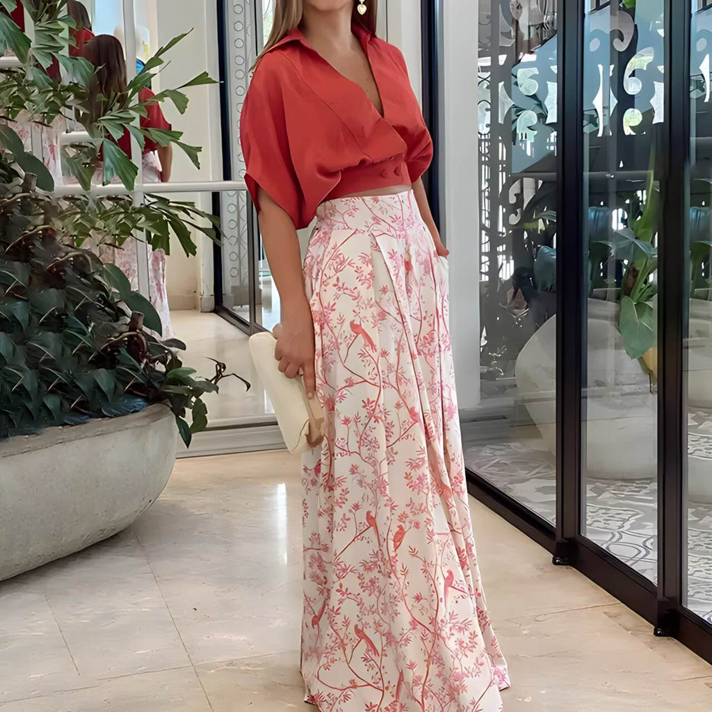 Conjunto Cropped Calça Pantalona Vermelho 1