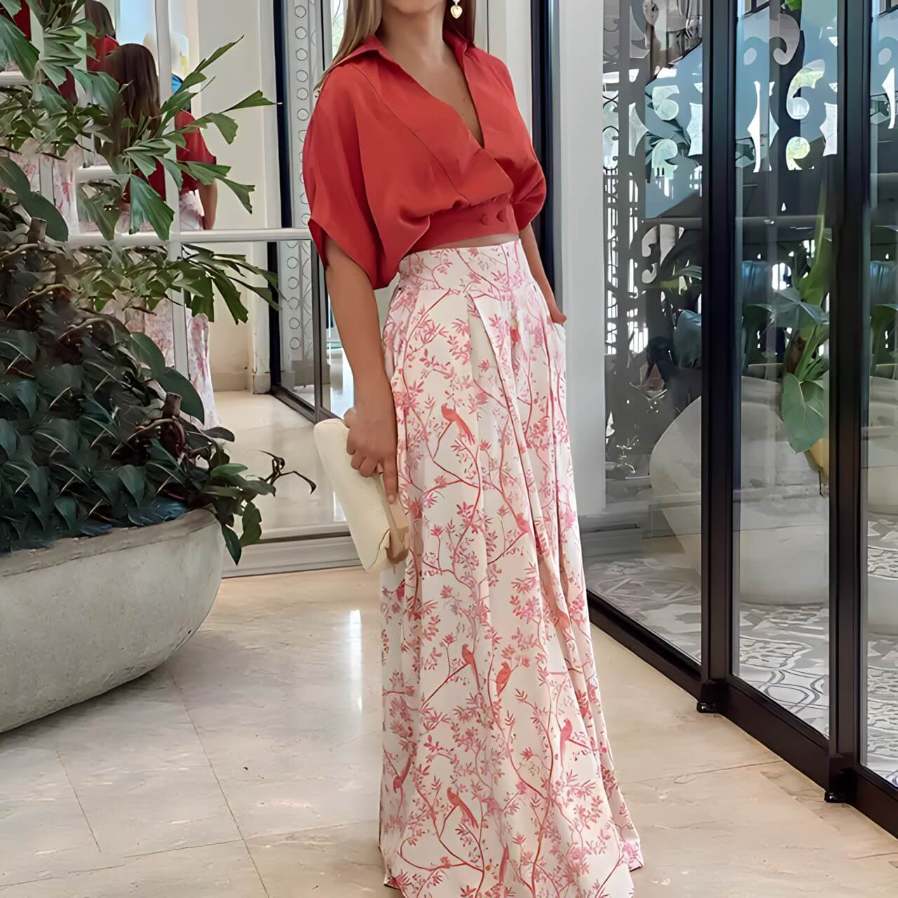 Conjunto Cropped Calça Pantalona Vermelho 1