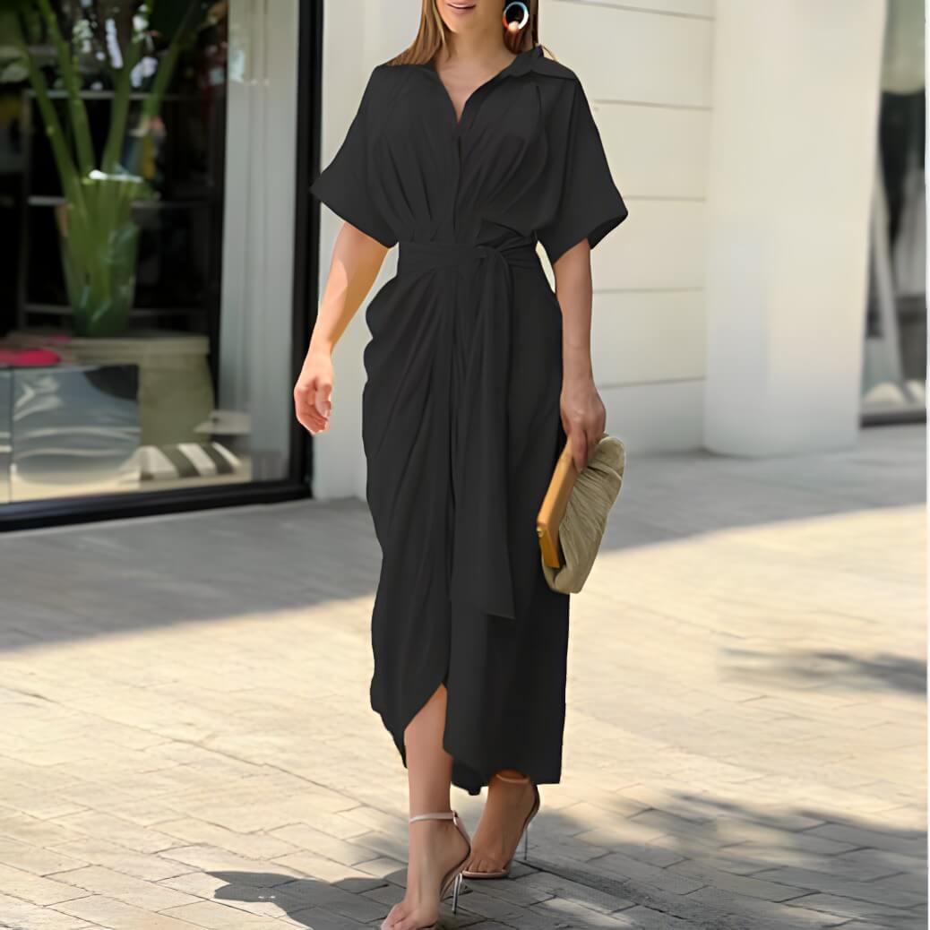 Vestido Mídi com Abotoamento Preto 4