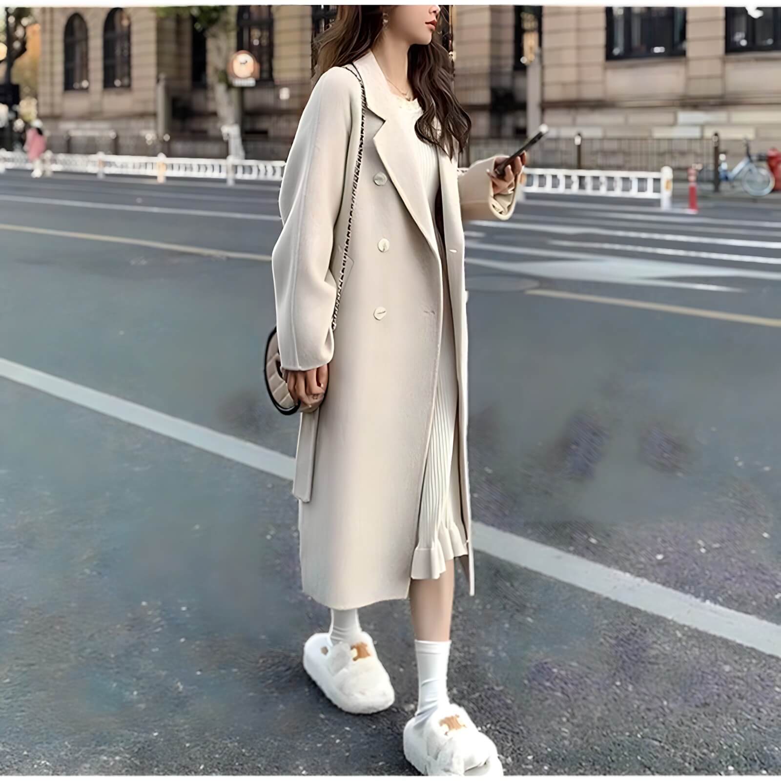 Casaco Feminino Longo de Lã Batida Isidro