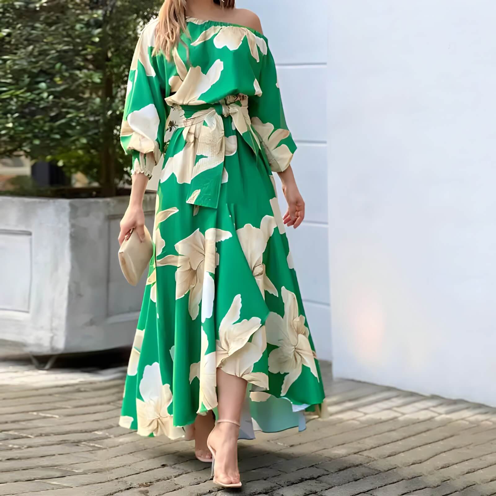 Vestido Longo Casual Verde Estampado 1