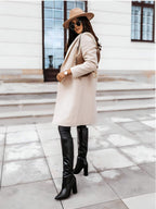 Casaco Feminino Alongado de Lã Batida Bege Claro 2