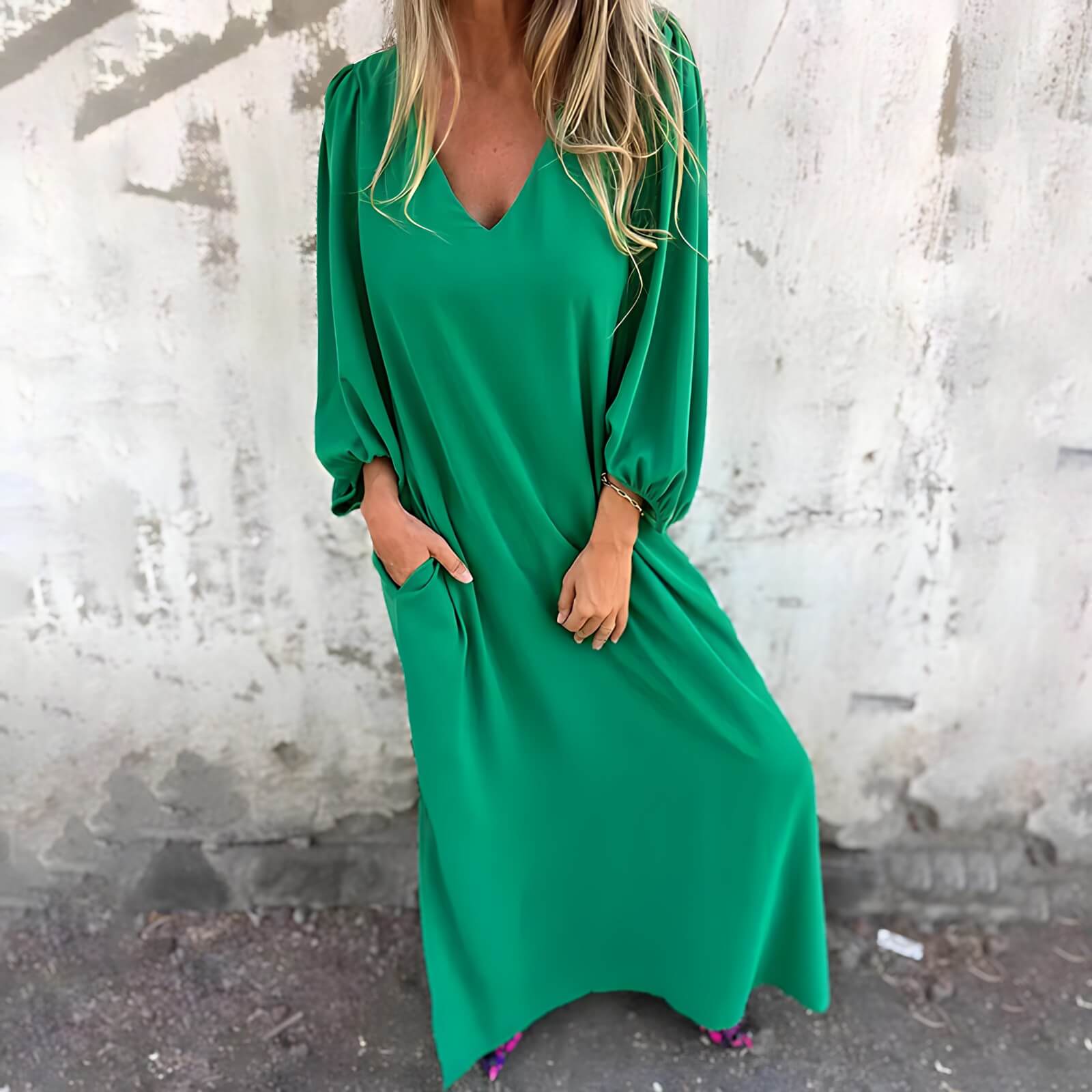 Vestido Longo Casual Verde 20