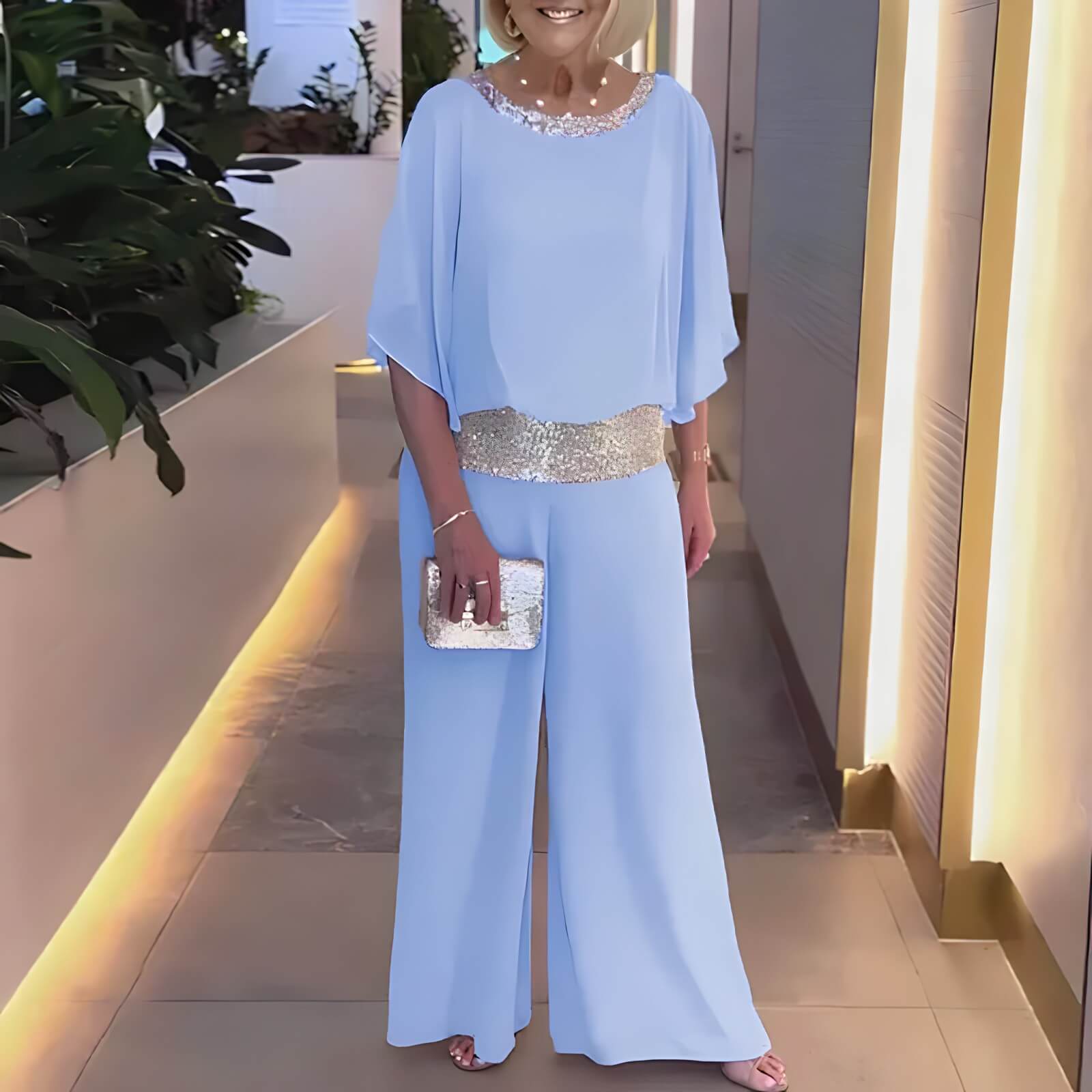 Conjunto de Chiffon Azul Claro 9