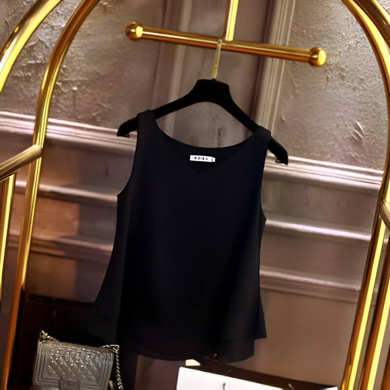 Blusa Regata de Chiffon Preto 10
