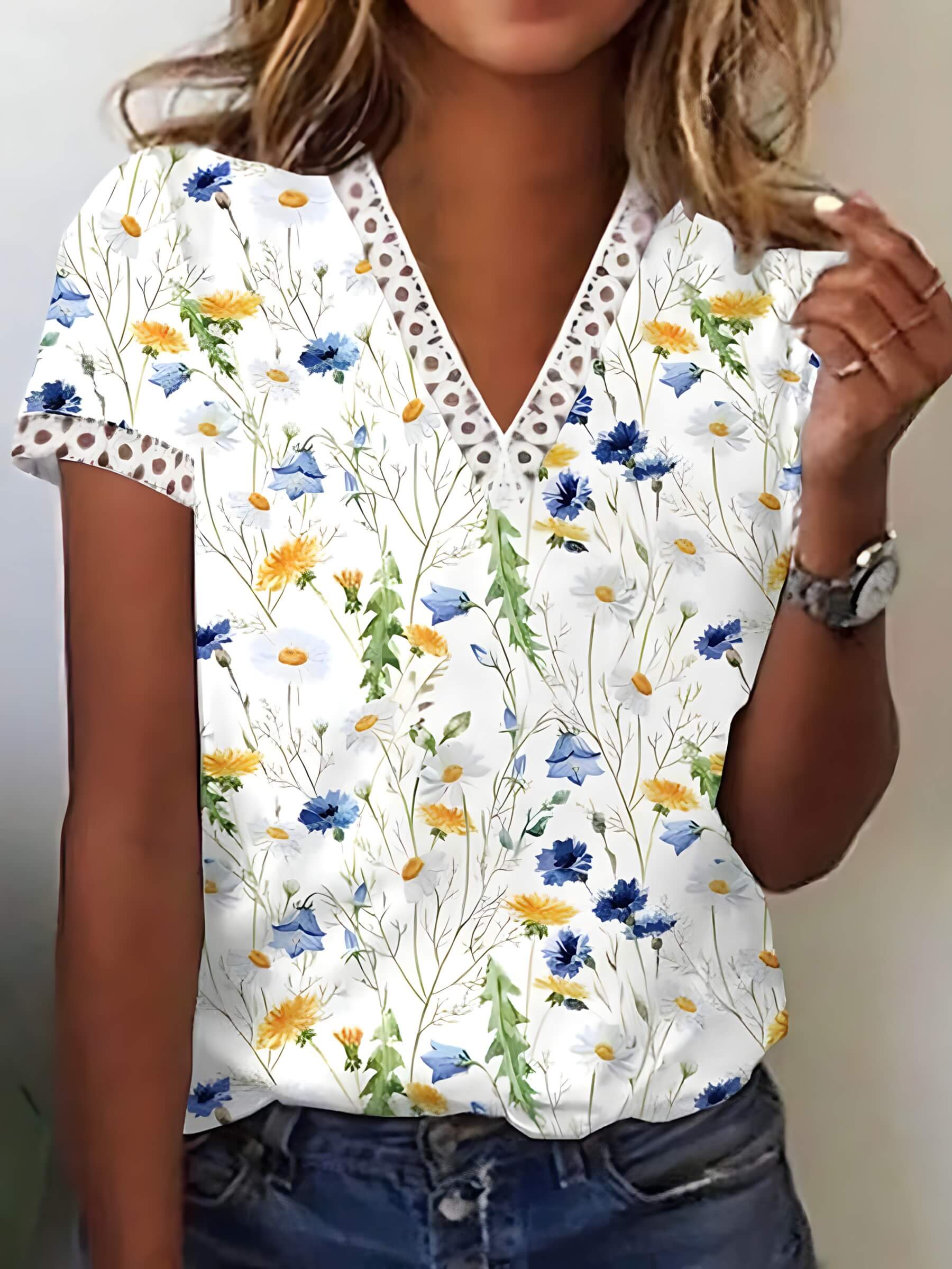 Blusa Casual Flor Azul 4