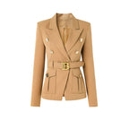 Blazer Casual com Cinto Bege 8