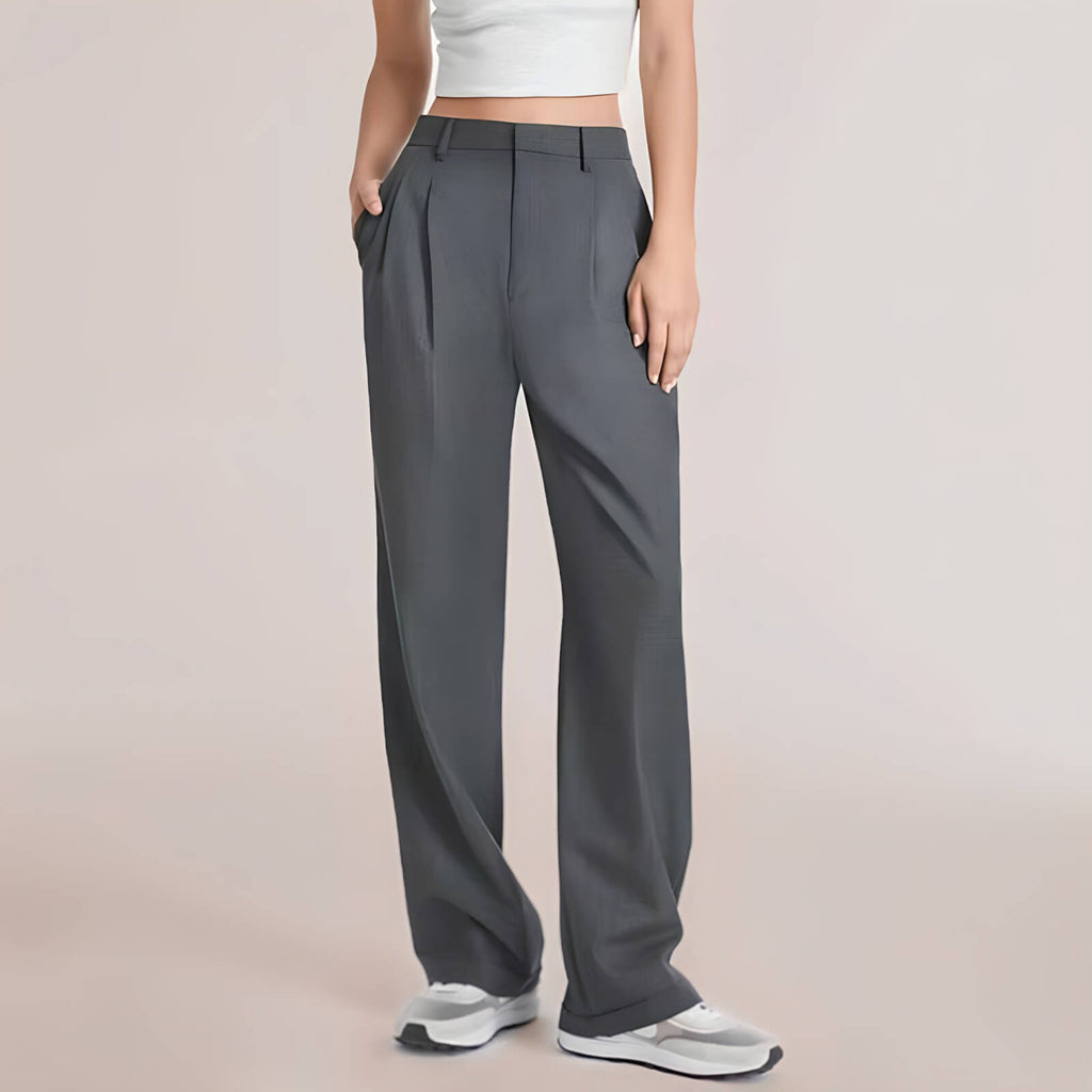 Calça Feminina Wide Leg de Alfaiataria Cinza 5