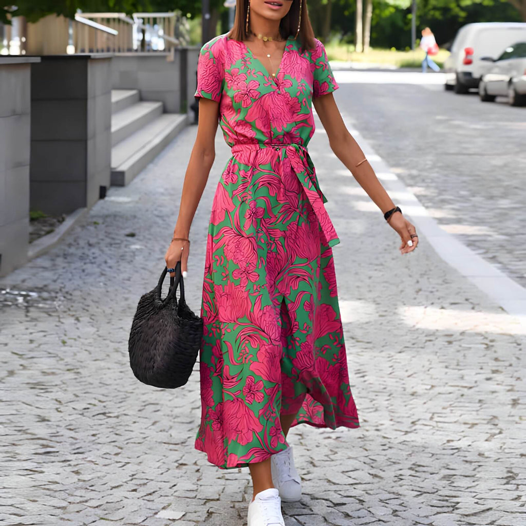 Vestido Mídi Transpassado Rosa 2