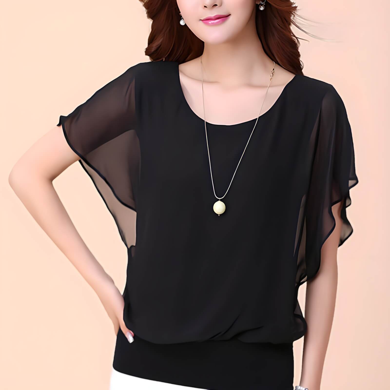 Blusa de Chiffon Preto 3