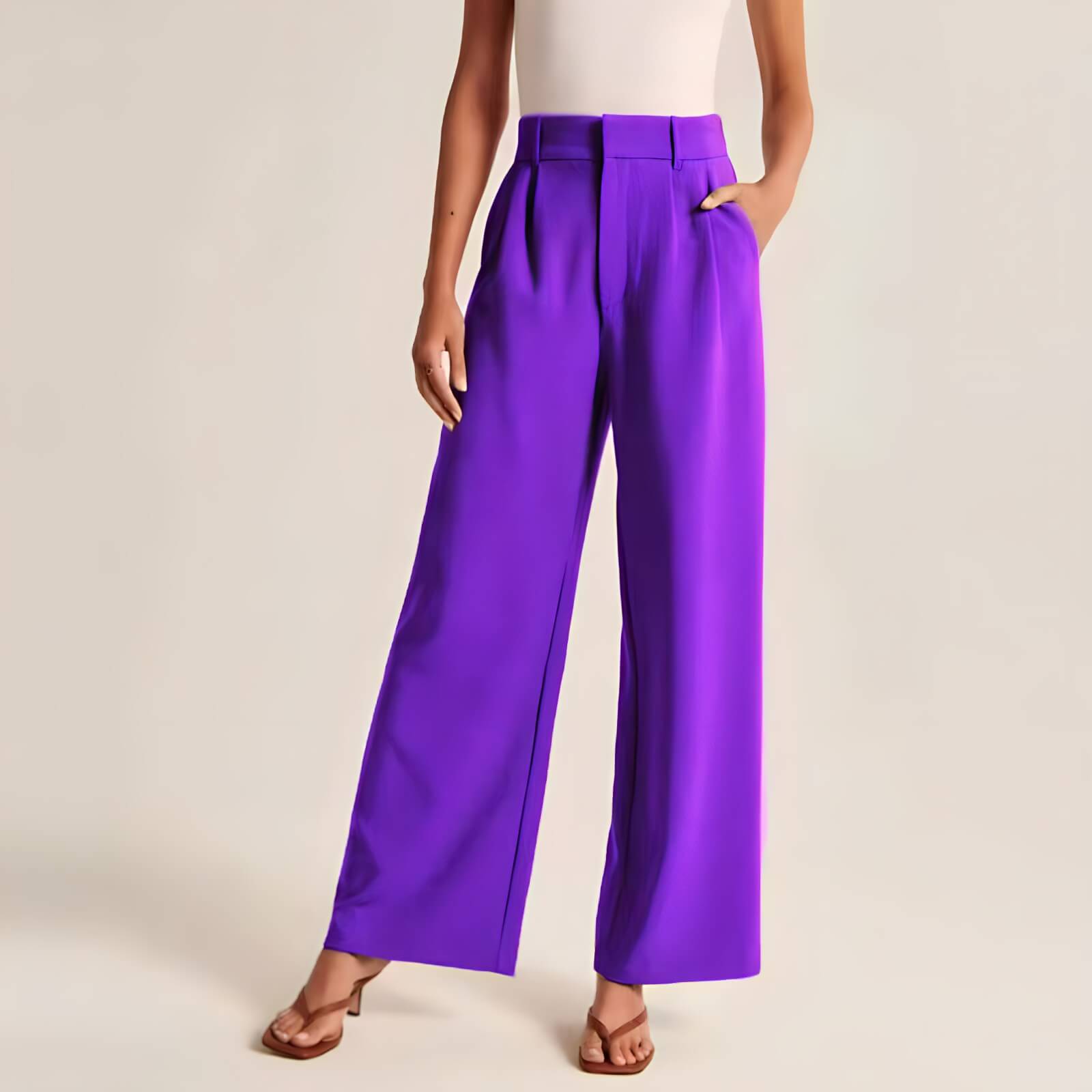 Calça Feminina Wide Leg de Alfaiataria Roxo 10